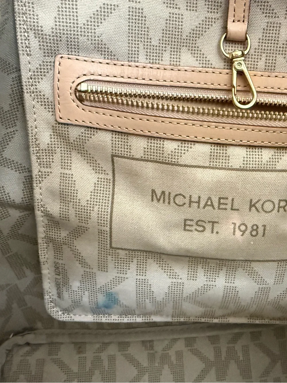 Michael Kors Dark Brown MK Signature Tote with Tan Trims - Picture 6 of 6